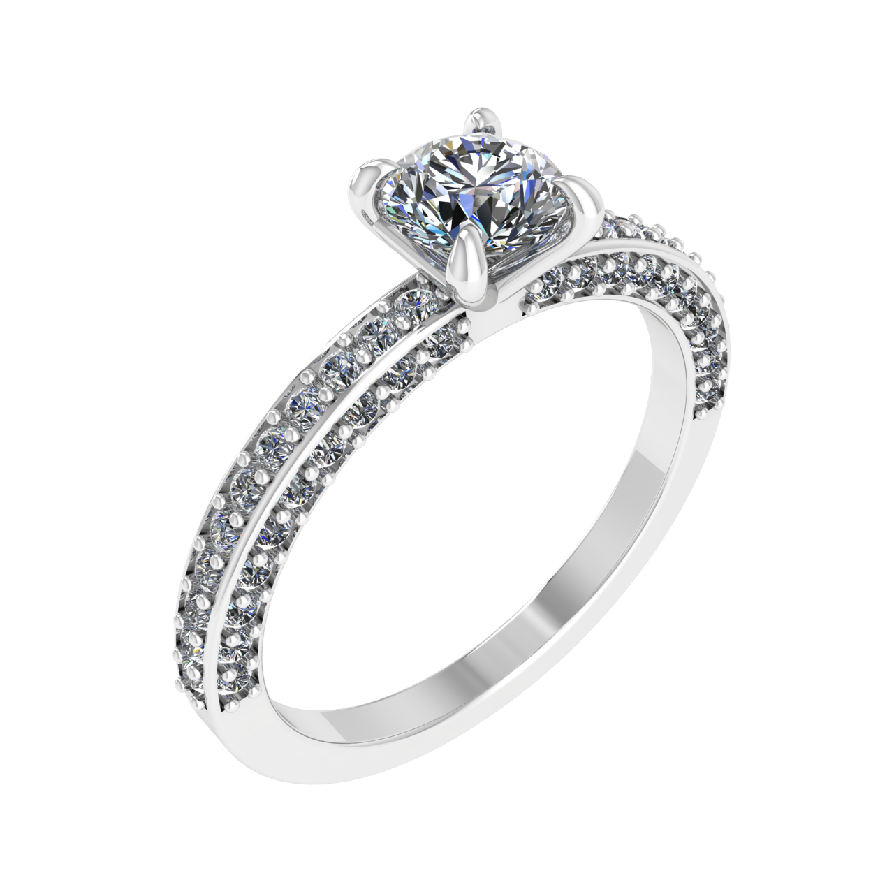 ACCENTED PAVE 6.50mm ROUND ENGAGEMENT RING